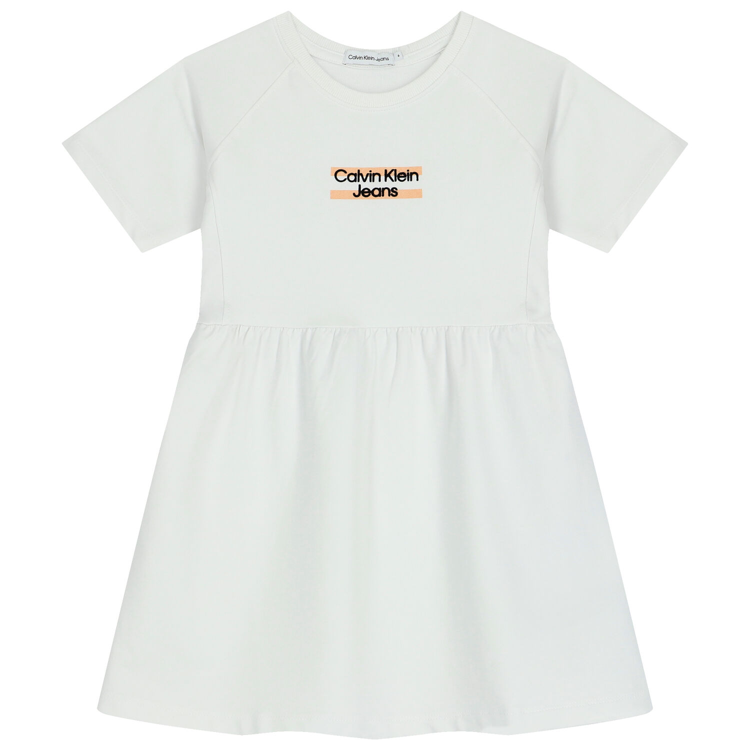 Girls White Logo Dress, 1, hi-res