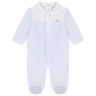 Baby Boys Blue & White Teddy Bear Babygrow, 1, hi-res