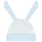 Baby Boys White & Blue Bunny Blanket Set, 2, hi-res