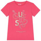 Girls Pink Logo Rhinestone T-Shirt, 2, hi-res