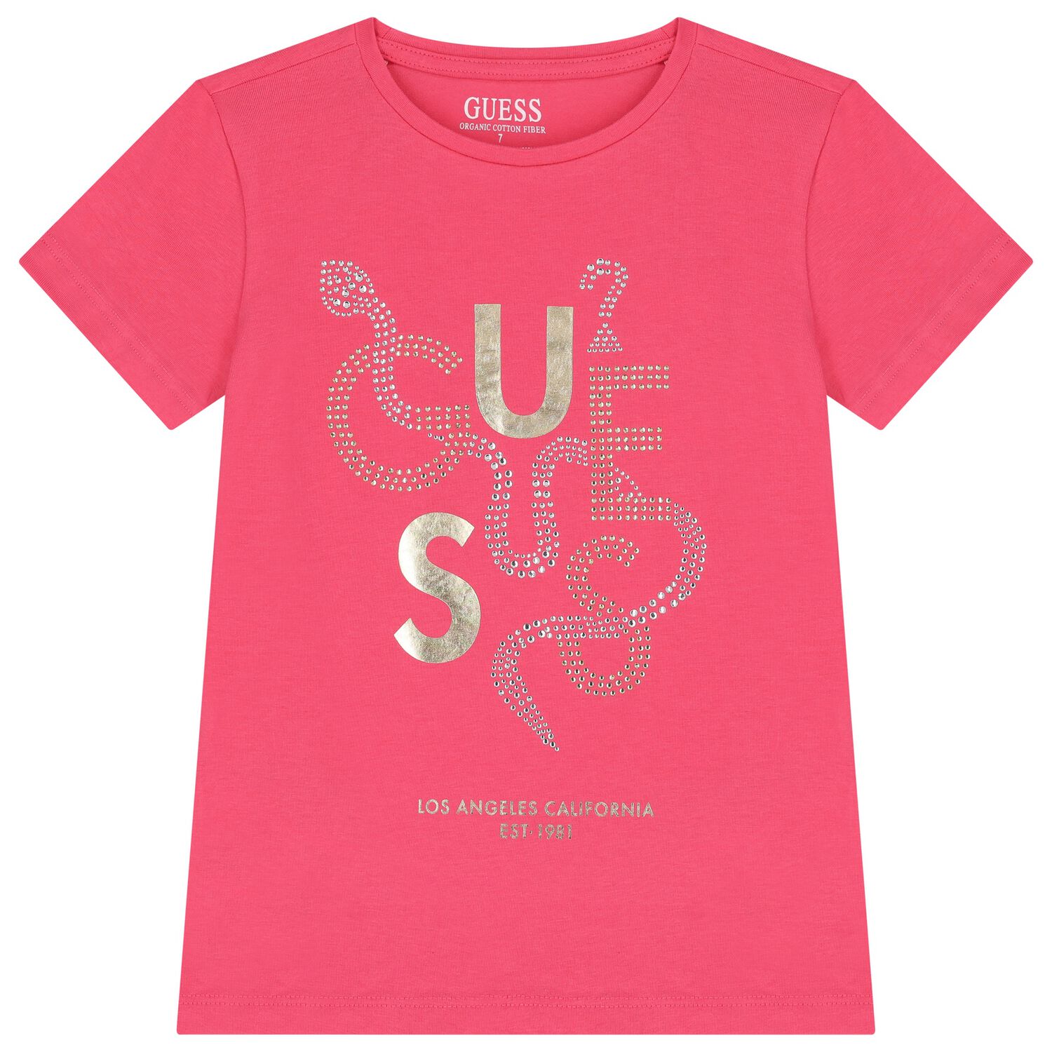 Girls Pink Logo Rhinestone T-Shirt, 2, hi-res image number null
