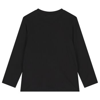 Boys Black Logo Long Sleeve Top
