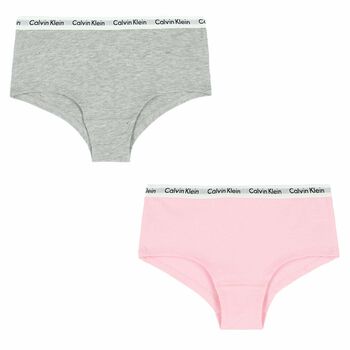 Girls Pink & Grey Knickers (2 Pack)