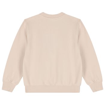 Girls Beige Floral Logo Sweatshirt