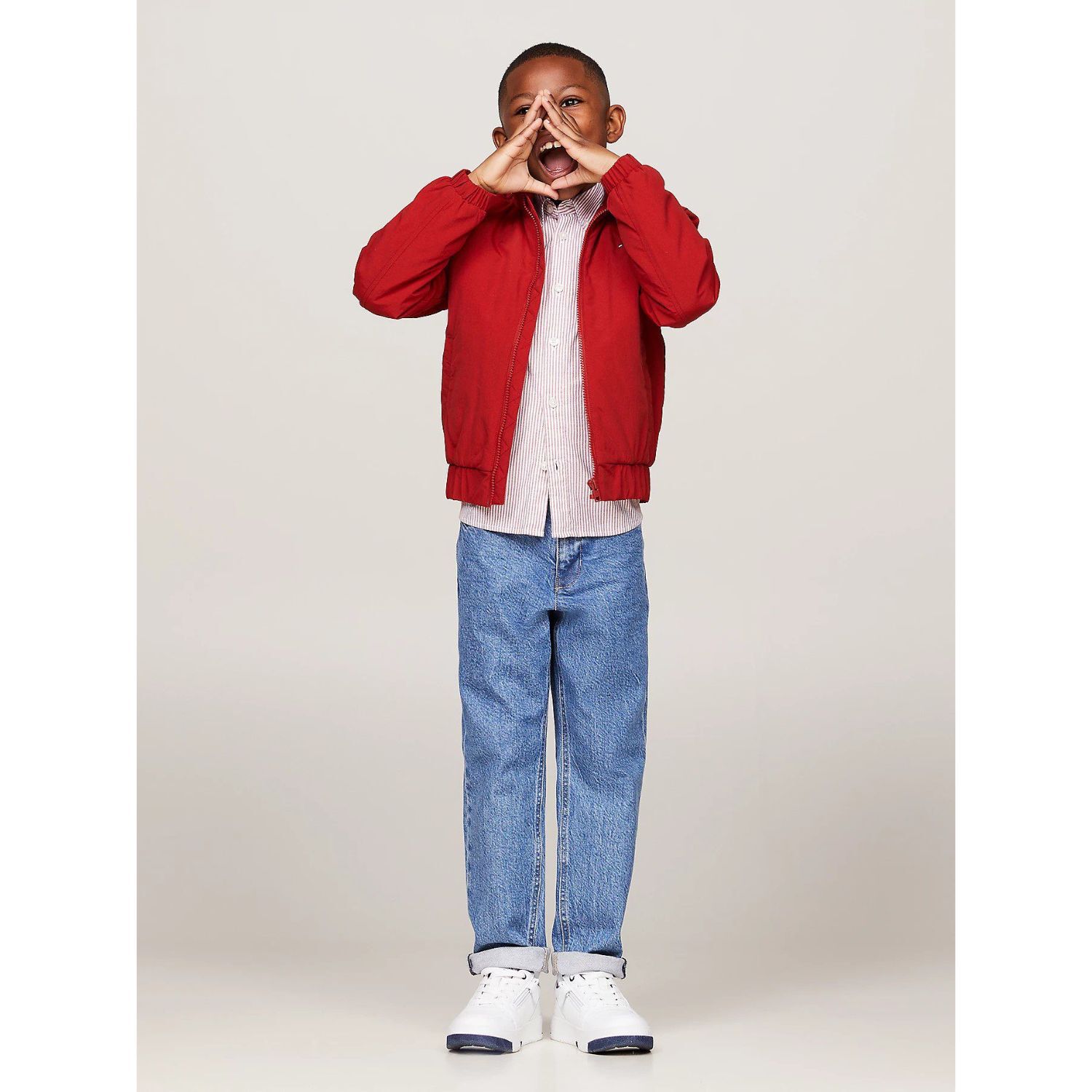 بنطلون أولاد جينز دنيم بالشعار باللون الأزرق, 1, hi-res image number null