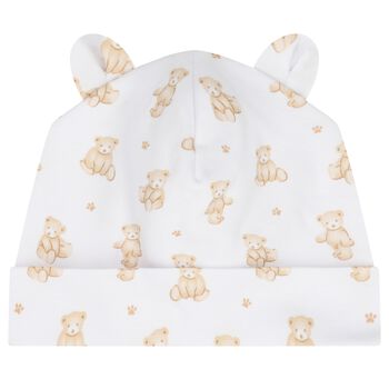 White & Beige Teddy Bear Time Baby Hat