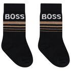 Younger Boys White, Beige & Black Socks ( 3-Pack ), 1, hi-res