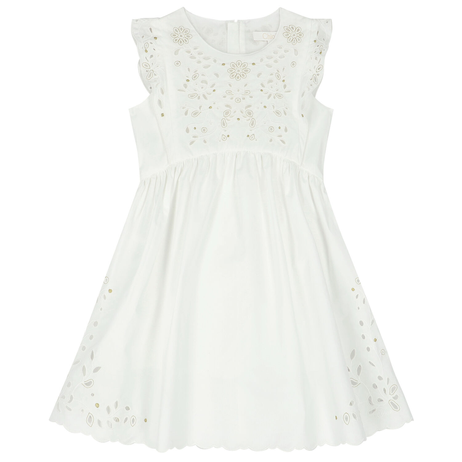 Girls Ivory Broderie Anglaise Dress, 1, hi-res image number null