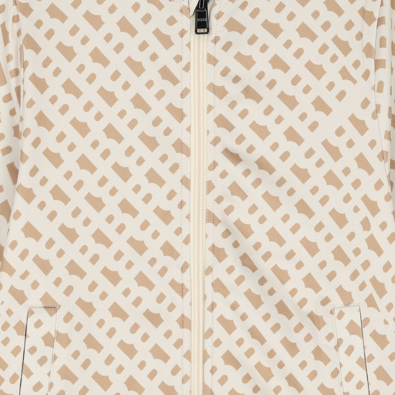 Boys Beige Logo Zip Up Top, 1, hi-res image number null