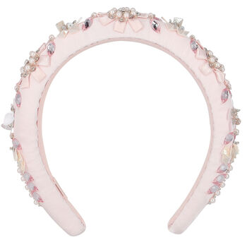 Girls Pink Embellished Floral Hairband