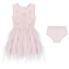 Baby Girls Pink Ruffled Tulle Dress Set, 1, hi-res