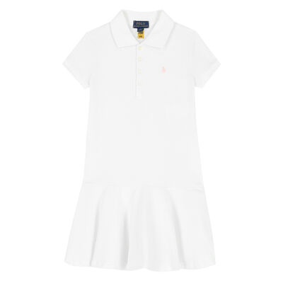 Girls White Logo Polo Dress
