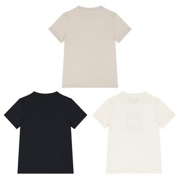 Boys Navy Blue, Ivory & Beige T-Shirts (3 Pack)