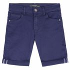 Younger Boys Navy Blue Denim Shorts, 2, hi-res