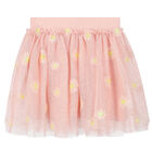 Girls Pink Floral Tulle Skirt, 1, hi-res