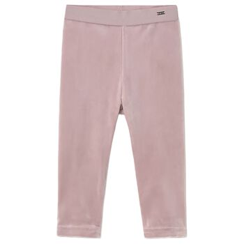 Younger Girls Pink Velvet Leggings