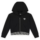 Girls Black & White Medusa Hooded Zip Up Top, 1, hi-res