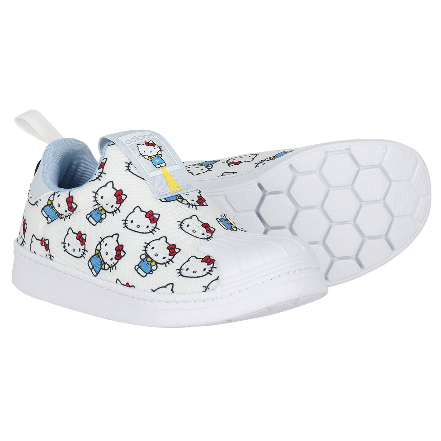Girls White Superstar Hello Kitty Trainers, 1, hi-res