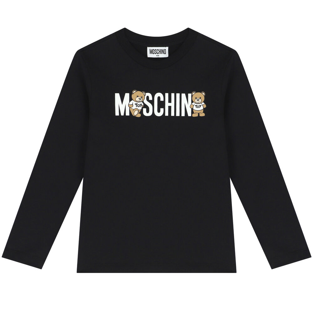 Moschino Black Teddy Bear Logo Long Sleeve Top Junior Couture UAE