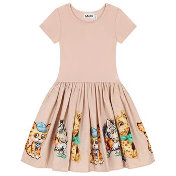 Girls Pink Animals Dress