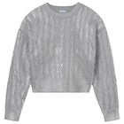 Girls Silver Knitted Sweatshirt, 1, hi-res