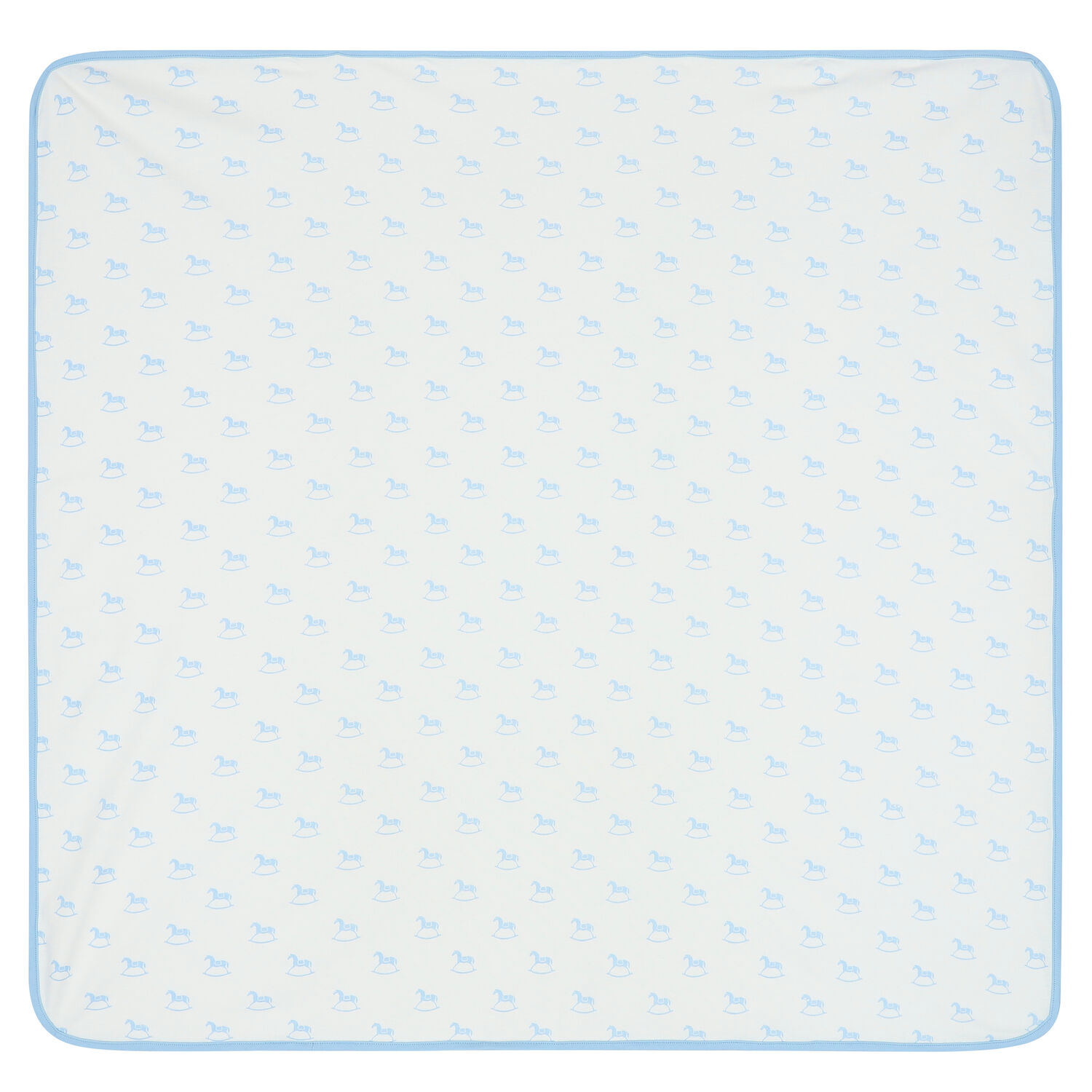 Baby Boys Ivory & Blue Horse Blanket, 1, hi-res