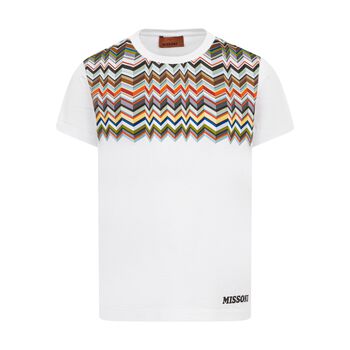 Boys White Logo Zig Zag T-Shirt