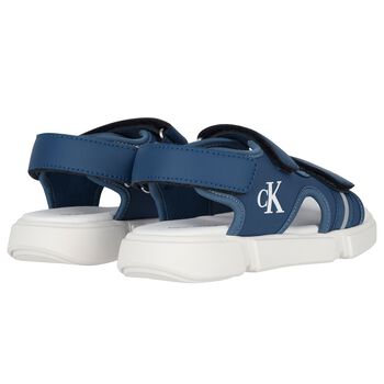 Boys Blue & White Logo Sandals