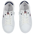 White Leather Logo Trainers, 1, hi-res