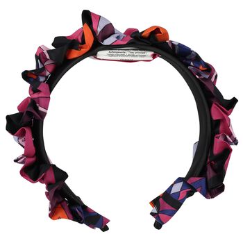 Girls Pink, Lilac & Black Orchidee Ruffled Headband