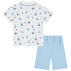 Baby Boys White & Blue Boats At Sea Shorts Set, 1, hi-res