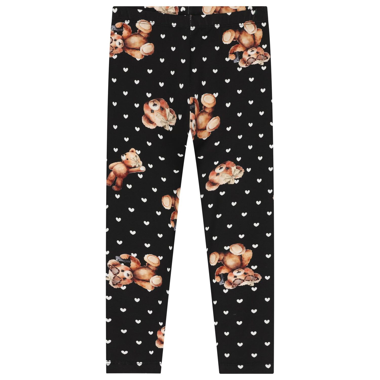 Girls Ivory & Black Teddy Bear Leggings Set, 1, hi-res