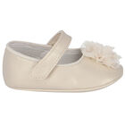 Baby Girls Gold Flower Pre Walker Shoes, 2, hi-res
