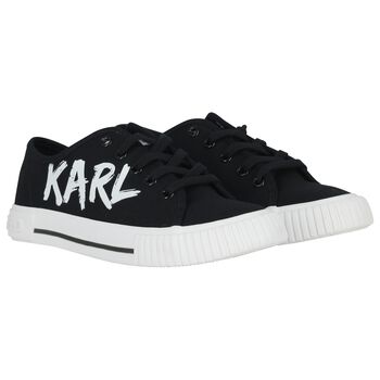 حذاء رياضي بالشعار باللونين الاسود و الابيض للاولاد