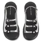 صندل بناتي بشعار باللون الفضي, 1, hi-res