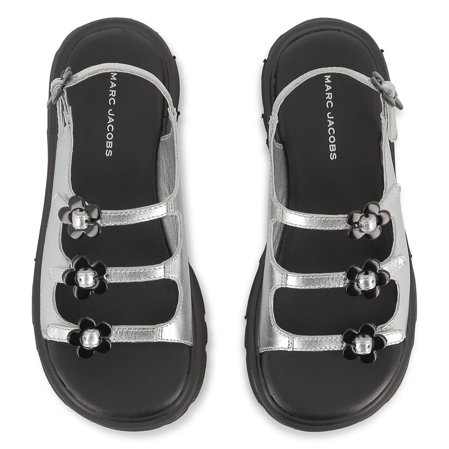 صندل بناتي بشعار باللون الفضي, 1, hi-res