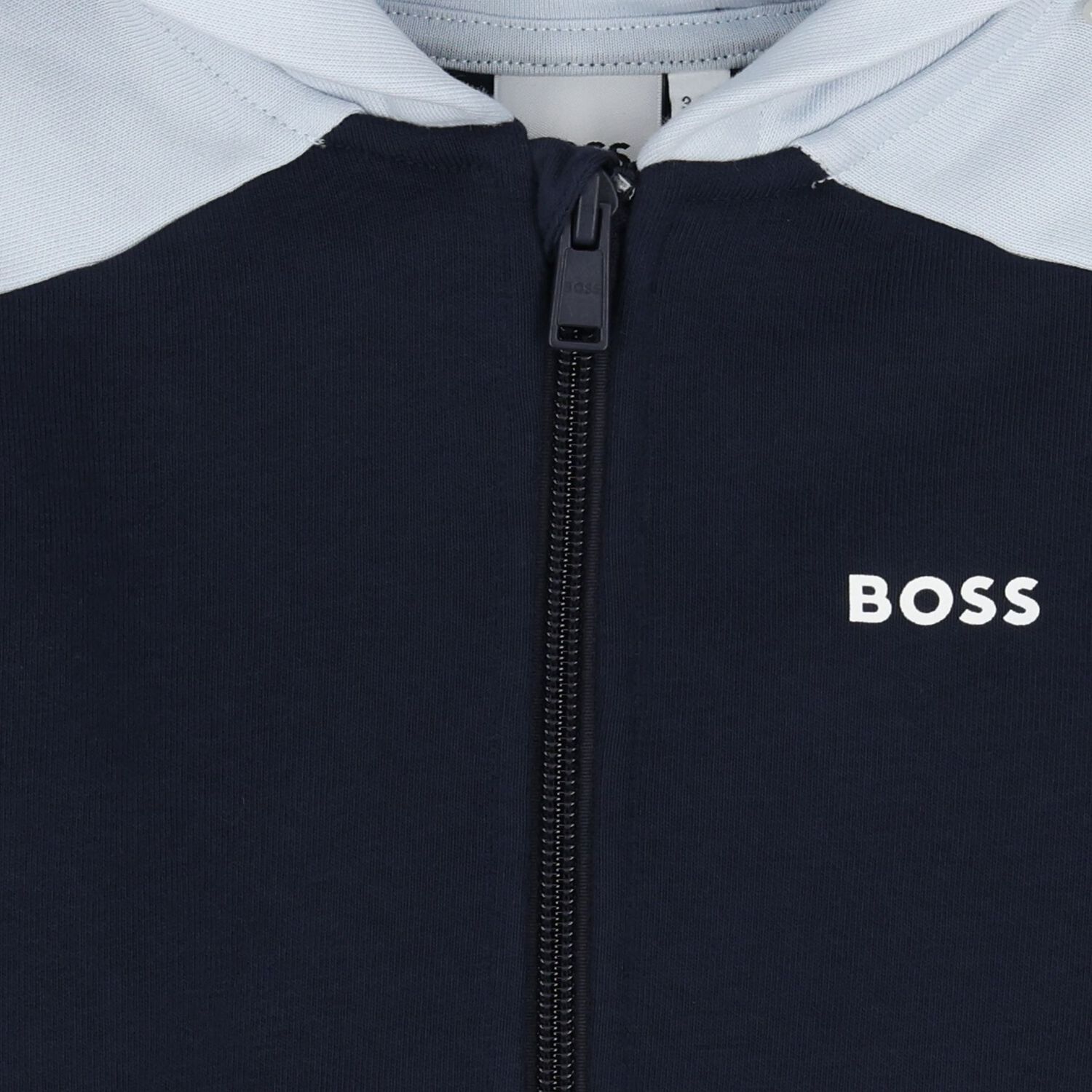 توب اولاد هودى بسحاب باللون الازرق والابيض والكحلى , 3, hi-res