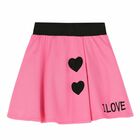 Girls Pink & Black Logo Skirt, 1, hi-res