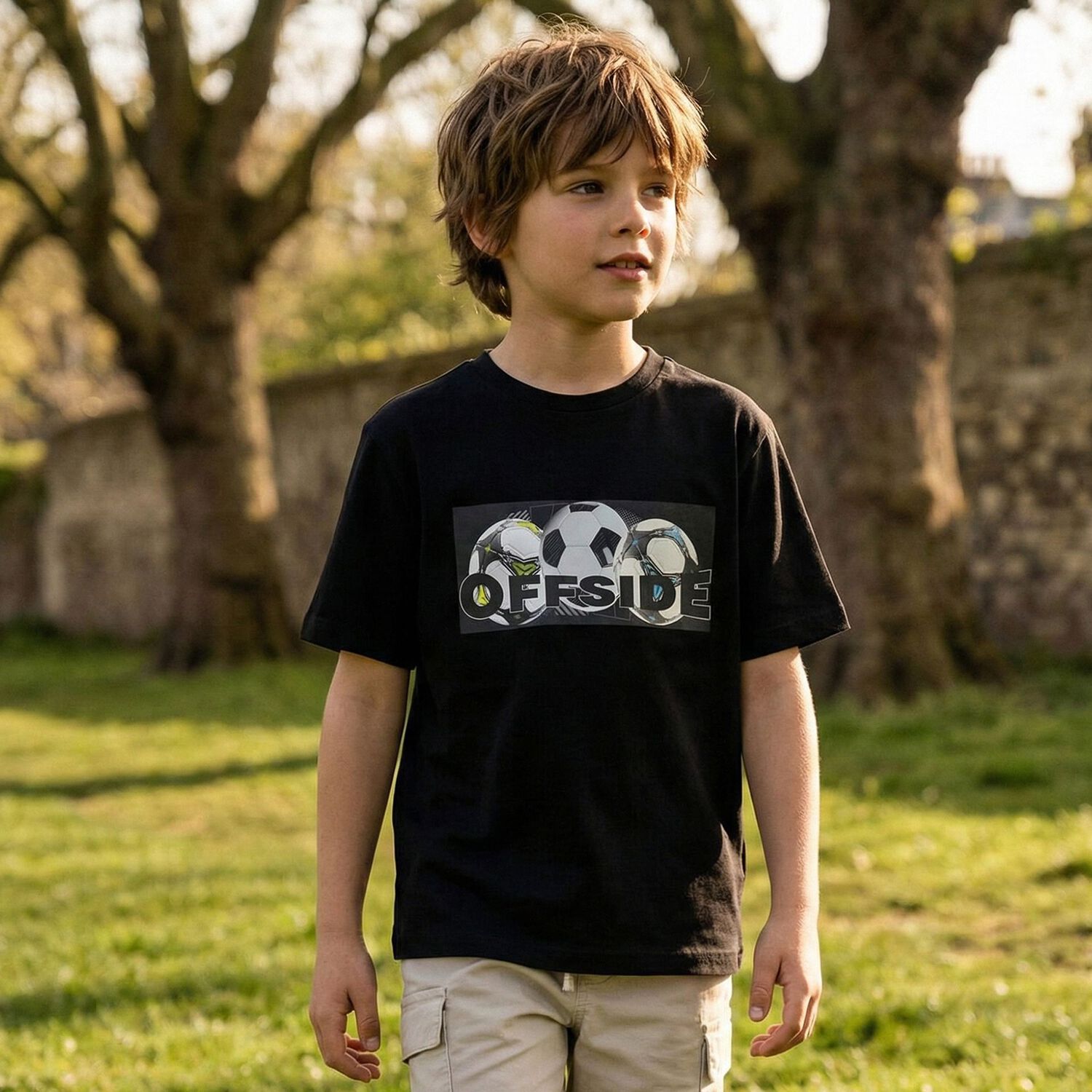 Boys Black Soccer Ball T-Shirt, 1, hi-res