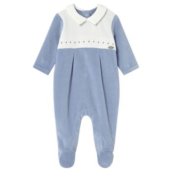 Baby Boys Blue & White Babygrow