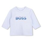 Baby Boys Blue Logo Long Sleeve Top, 1, hi-res