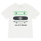 Boys White Skate Board T-Shirt, 1, hi-res