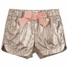 Girls Gold Metallic Shorts, 1, hi-res