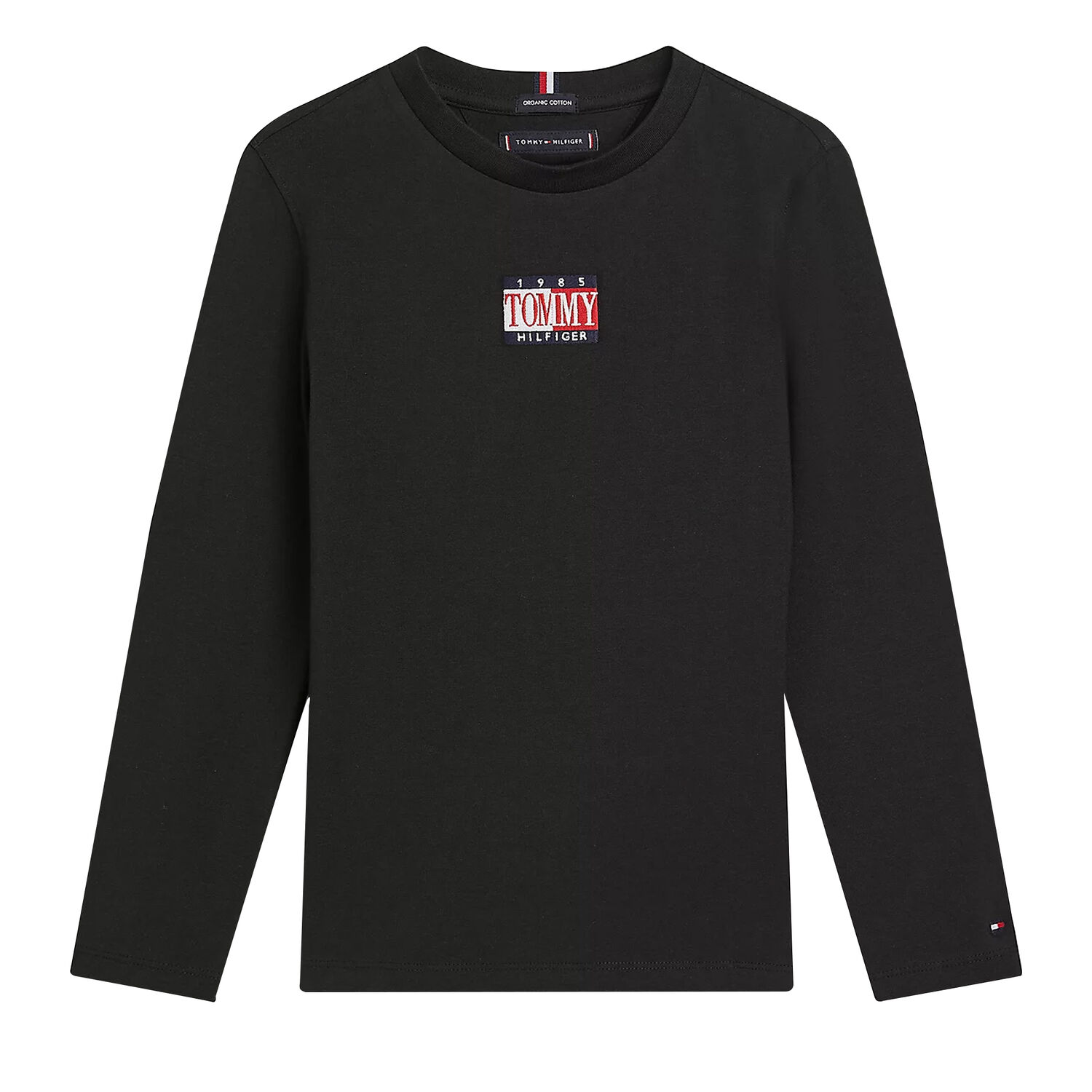 Boys Black Logo Long Sleeve Top, 1, hi-res