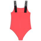 Girls Red Logo Swimsuit , 1, hi-res