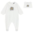 White Teddy Bear Logo Babygrow Gift Set , 1, hi-res