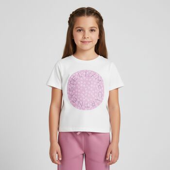 تيشيرت بنات بالشعار باللون الابيض 
