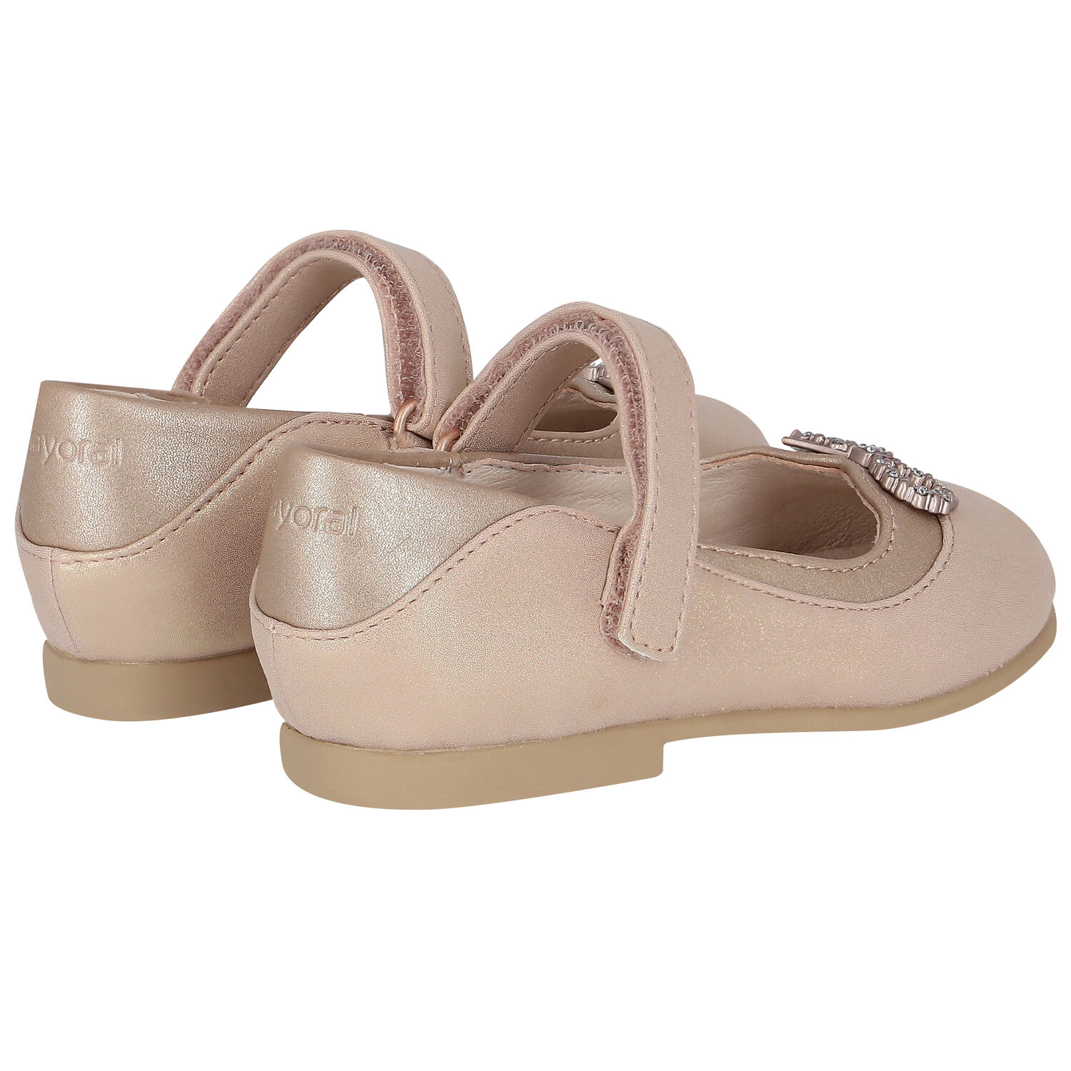 Younger Girls Rose Gold Diamante Bow Shoes, 2, hi-res image number null