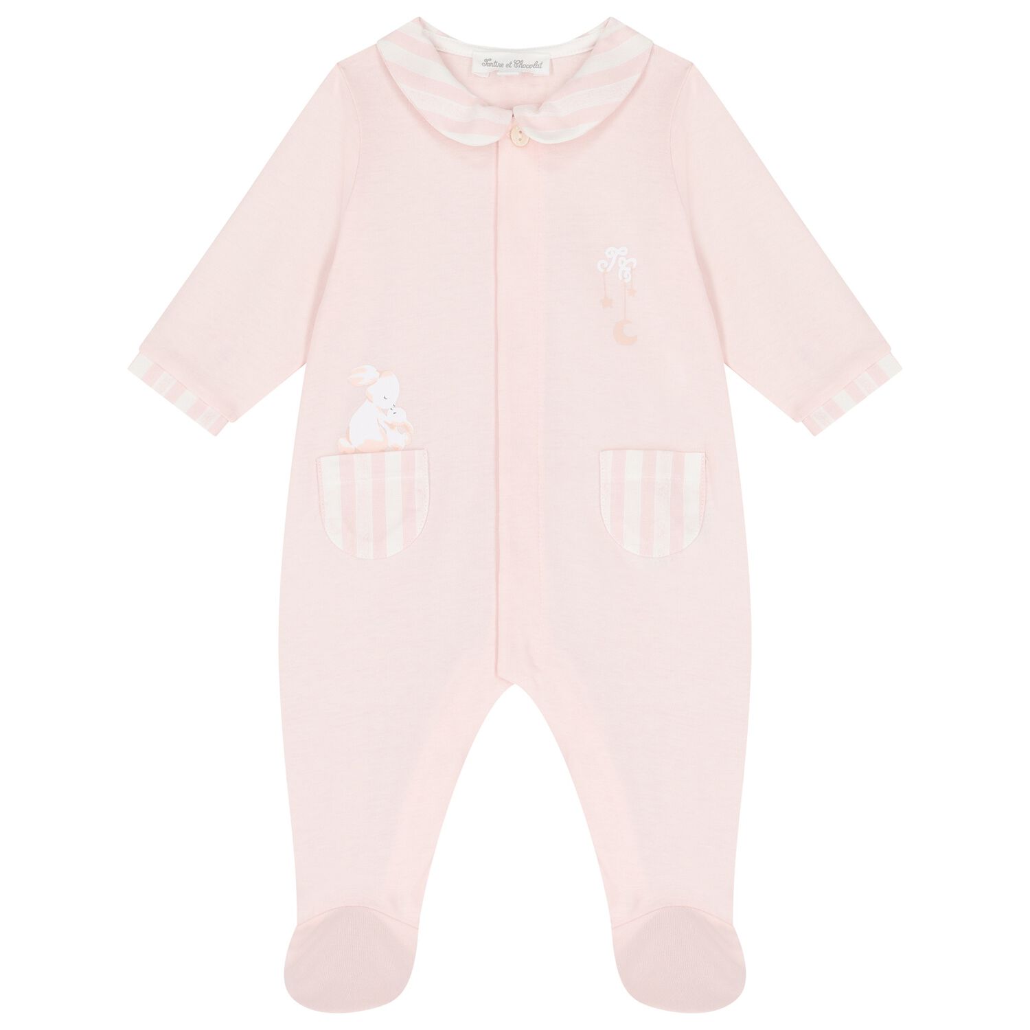 Baby Girls Ivory & Pink Logo Babygrow, 3, hi-res