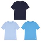 Boys Navy Blue & Blue Logo T-Shirts ( 3-Pack ), 1, hi-res